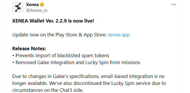 Xenea Wallet 2.2.9 Update