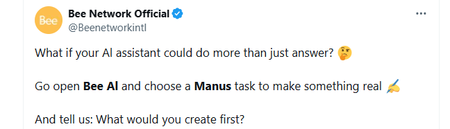 Bee Network Manus AI