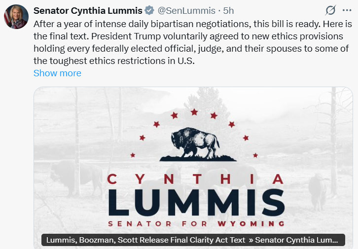Cynthia Lummis on Clairty Act