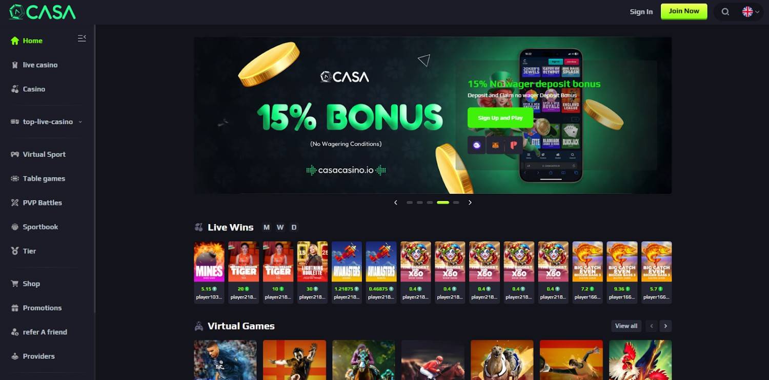 Casa Casino crypto gaming platform presale dashboard showing token distribution, gaming interface