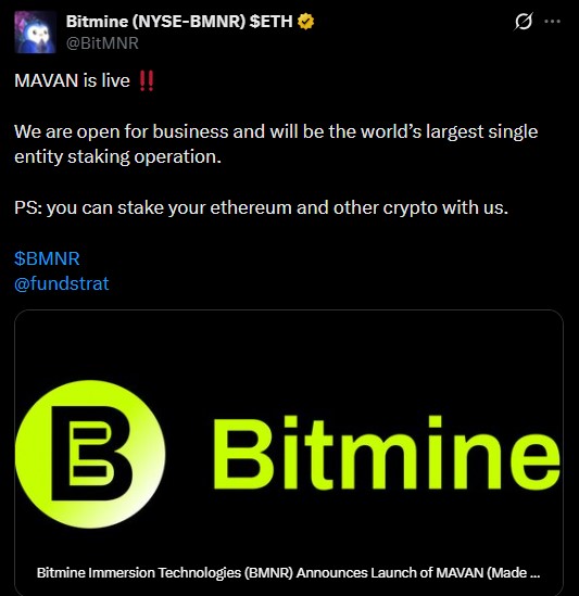 Bitmine MAVAN Launch