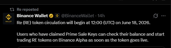 RE Token on Binance Alpha