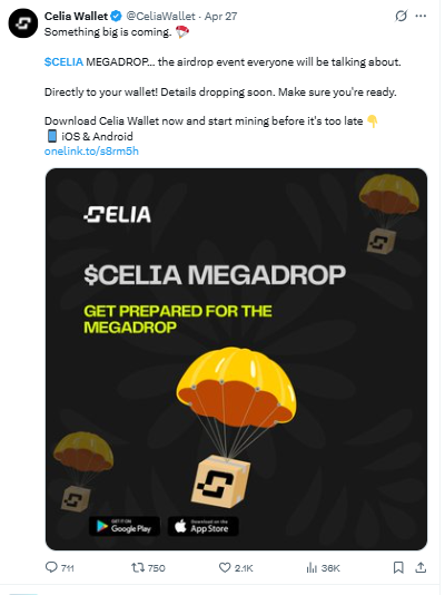 Celia Megadrop AIrdrop date