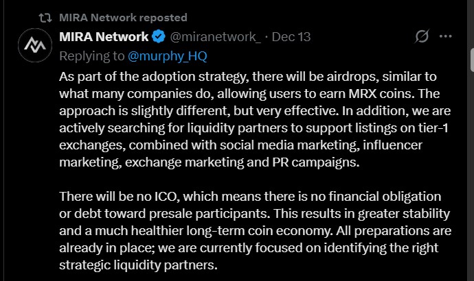 Mira Network Listing Airdrop: No ICO Mira Network Listing Airdrop: No ICO