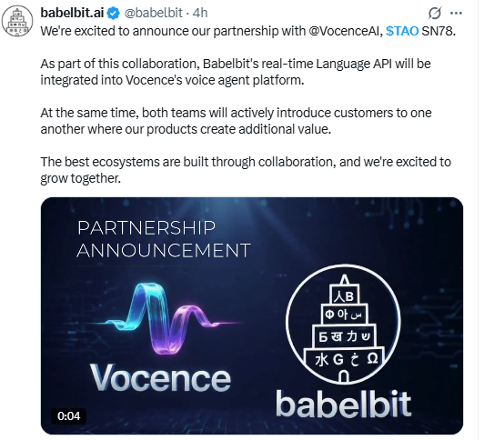 Bittensor Subnet Update: Babelbit and Vocence Partnership