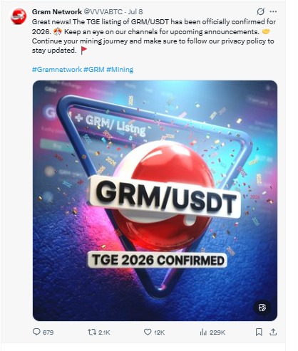 Gram Network GRM USDT listing