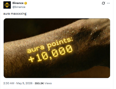 Aura Maxxxing Binance Tweet