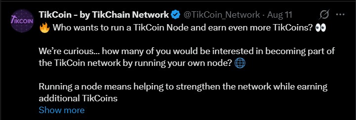 TikCoin Node Plans Expand the Network Beyond Social Mining