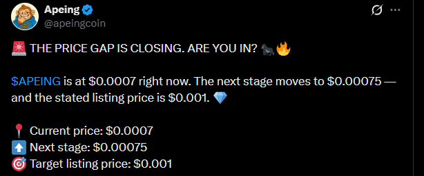 Apeing crypto presale news