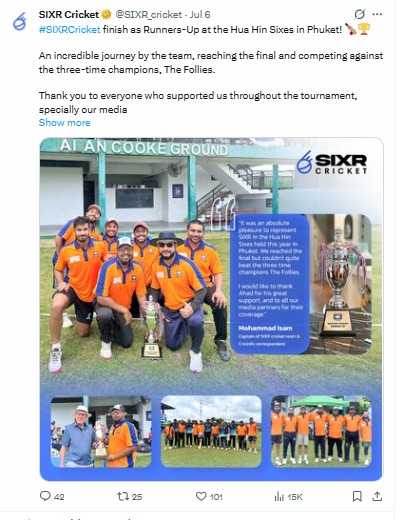 SIXR Cricket tournament update
