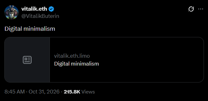 Vitalik Buterin on Digital Minimalism