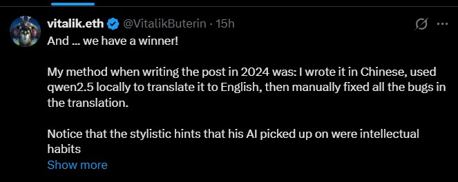 Vitalik Buterin challenged the public to identify Vitalik Buterin challenged the public to identify