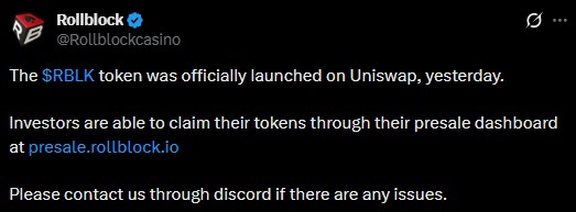 Rollblock Uniswap listing