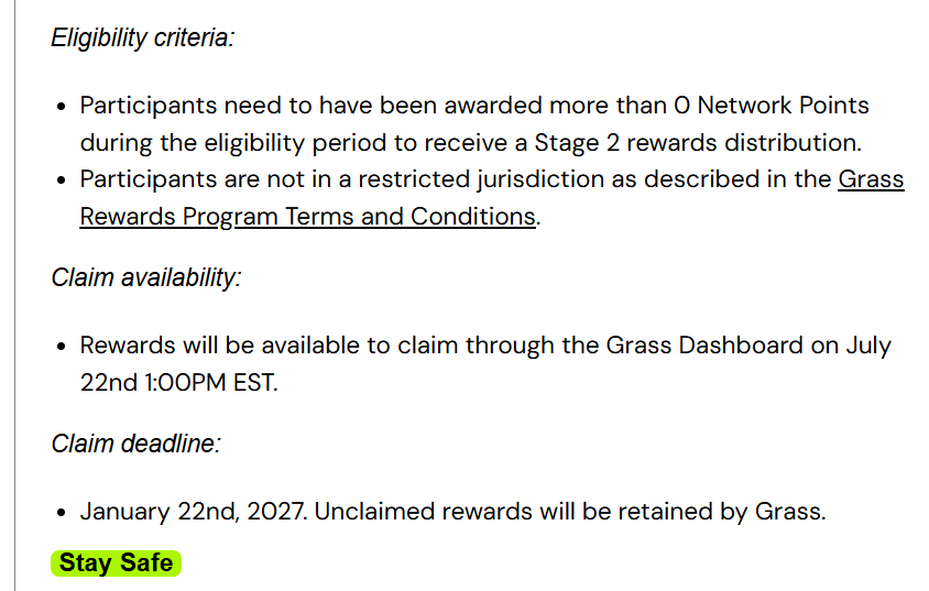 Grass Airdrop Claim Deadline of Season 2