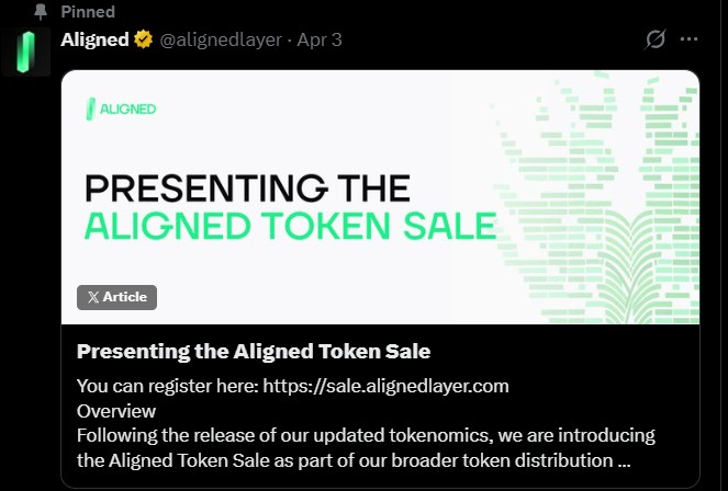 ALigned Token Sale Update