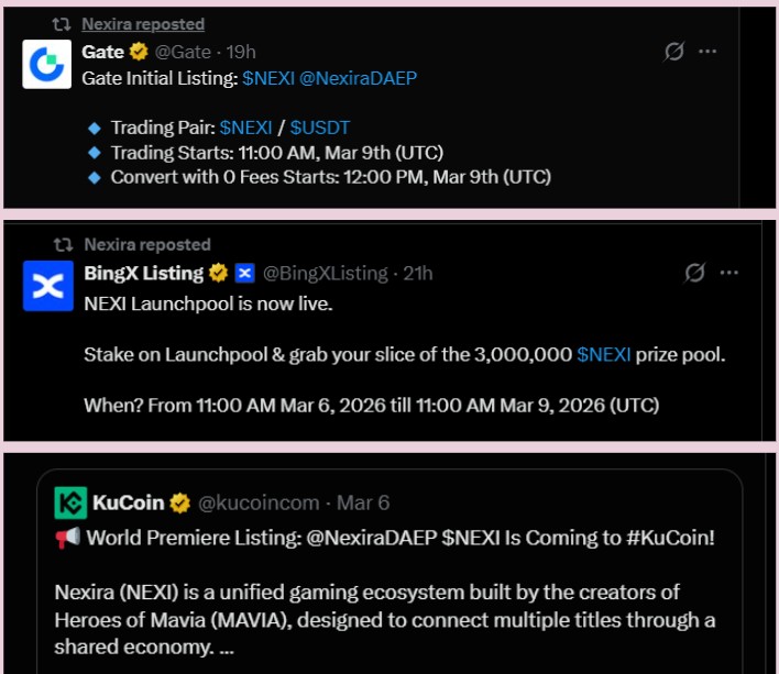 Nexira Airdrop Listing date