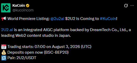 KuCoin 2u2ai tweet KuCoin 2u2ai tweet