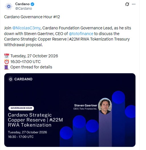 Cardano official X account Cardano official X account