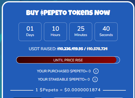 pepeto presale price