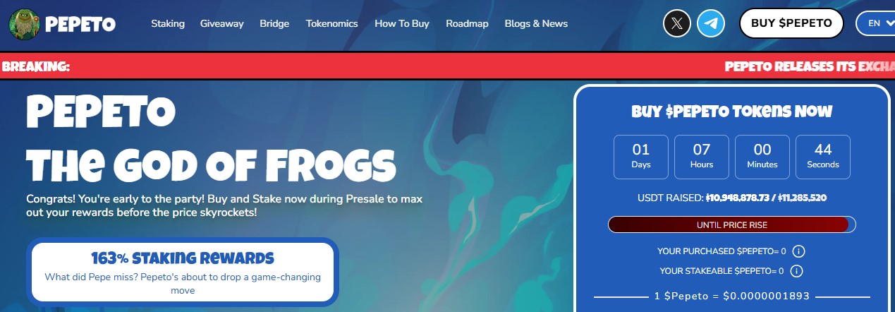 Official Pepeto presale website