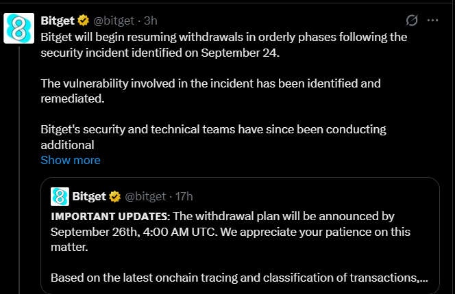 Bitget Hack Update: Fixes Vulnerability After September 24 Security Incident