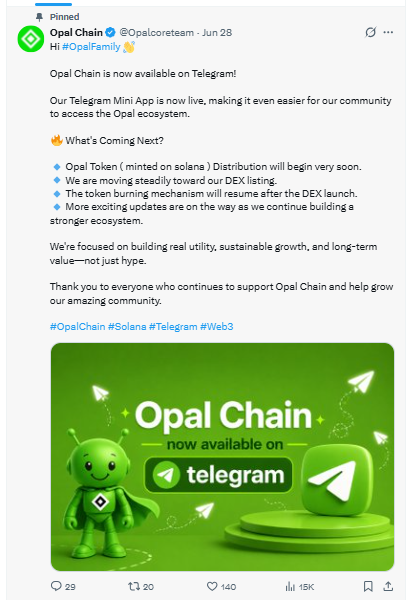 Opal Chain Telegram Mini Bot launch
