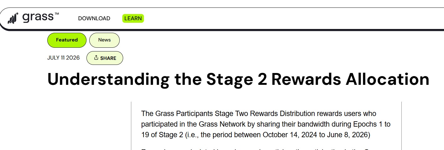 Grass Airdrop Season 2 Claim allocation