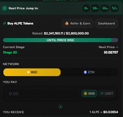 Alphapepe presale dashboard