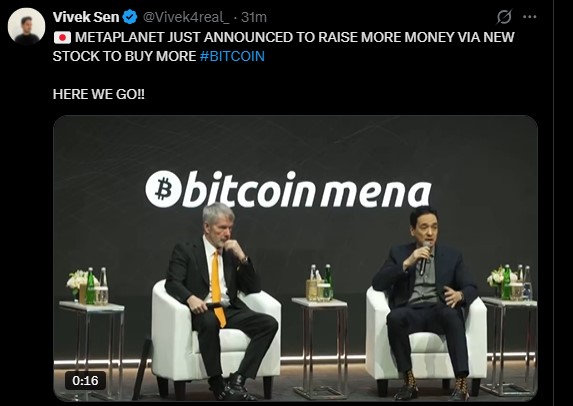 Vivek Sen: Metaplanet BTC 