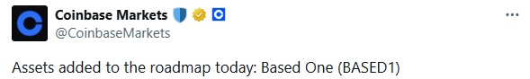 Coinbase Based.One Token Roadmap Addition