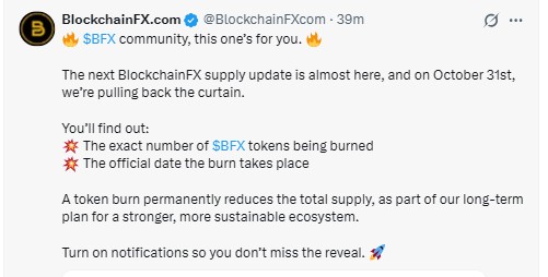 A teaser post on X says the BlockchainFX A teaser post on X says the BlockchainFX