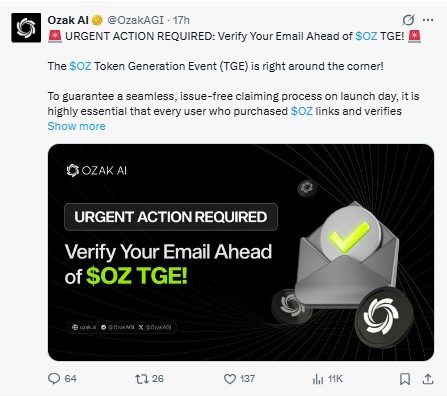 $OZ Token Generation Event 