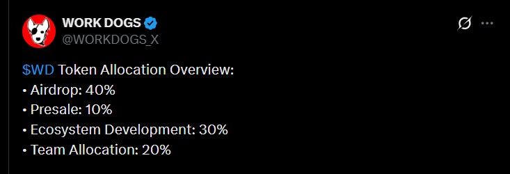 Work Dogs Tokenomics Work Dogs Tokenomics
