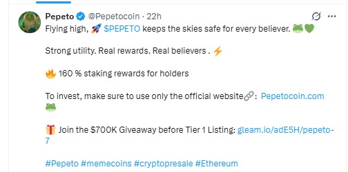 The Pepetocoin post on X 