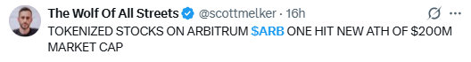 Tokenized Stocks on Arbitrum Hit New ATH