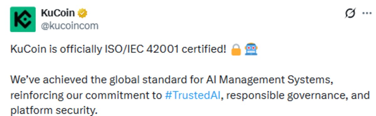Official KuCoin X Post showing ISO details