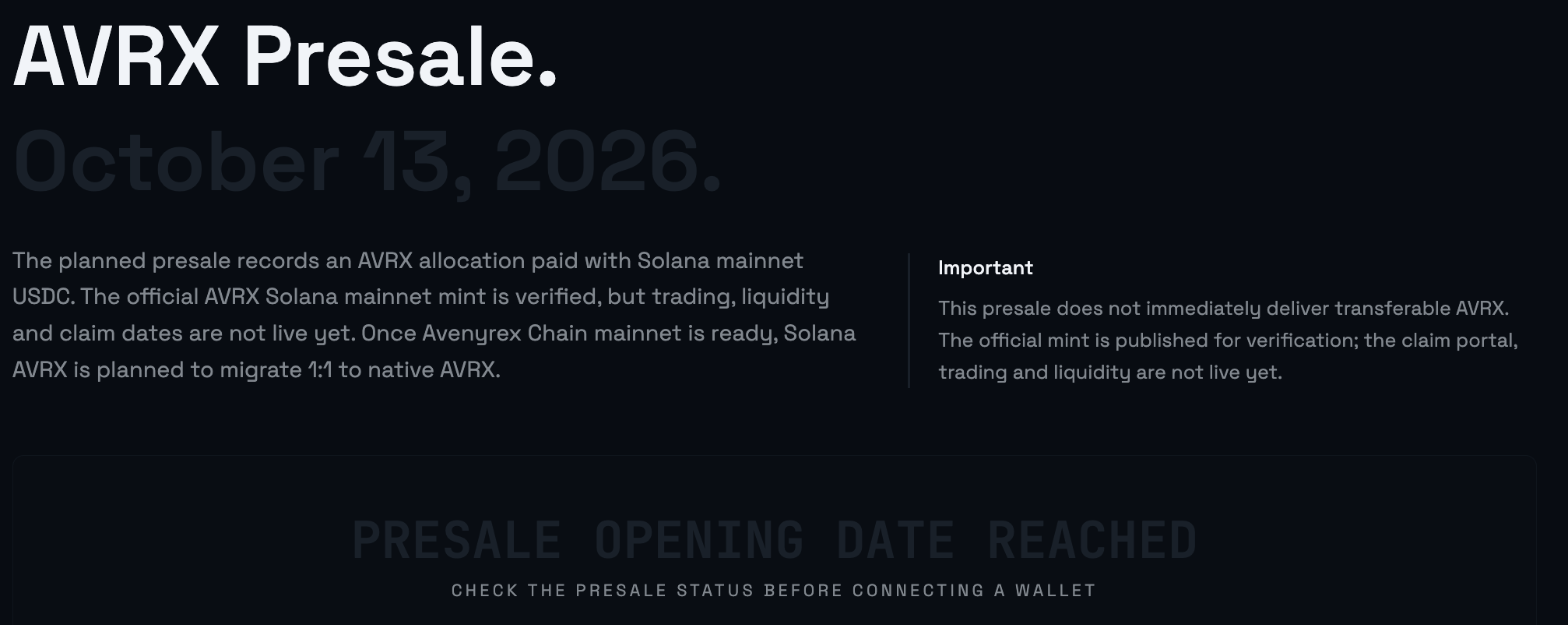 Avenyrex official Presale page Avenyrex official Presale page