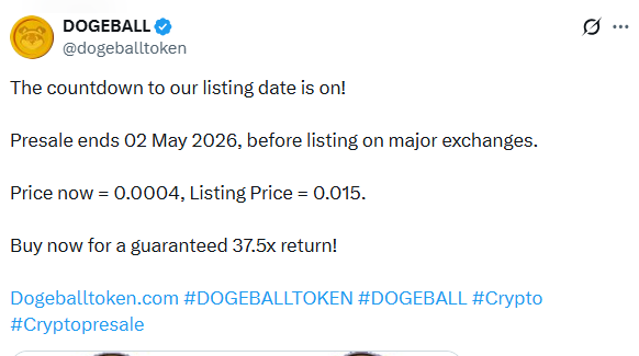 DOGEBALL presale widget with price and participation stats