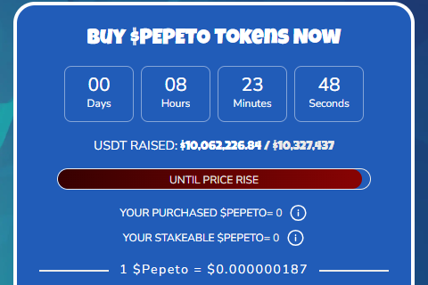 pepeto presale progress from official website pepeto presale progress from official website