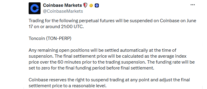 Coinbase Toncoin Suspension Coinbase Toncoin Suspension