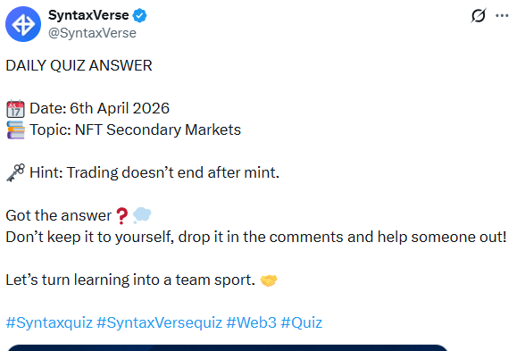 Daily Quiz Answer tweet