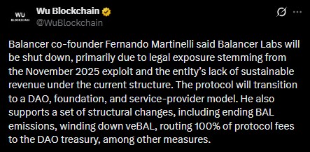 Balancer Labs shutdown news