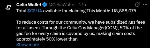 Celia Token claim