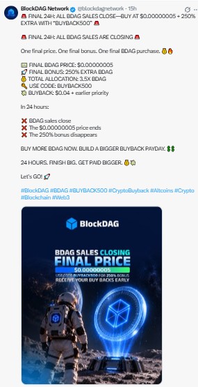 Final bonus 250% extra BDAG