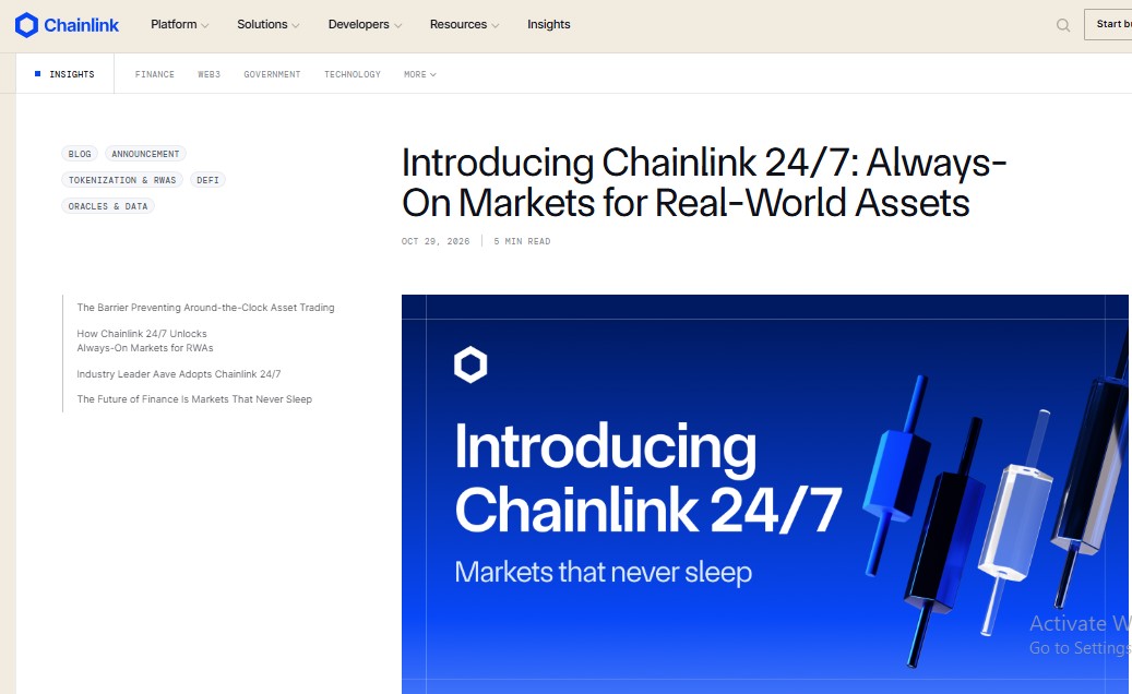 Introducing Chainlink 24/7: Always-On Markets for Real-World Assets Introducing Chainlink 24/7: Always-On Markets for Real-World Assets