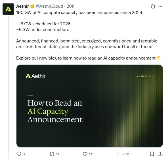 Aethir news from x Aethir news from x