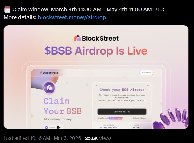 BlockStreet Airdrop Live: Registration & Claims.
