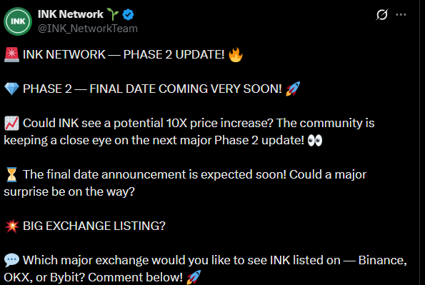 INK network X post INK network X post