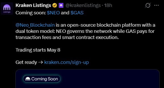 Kraken listing NEO and GAS