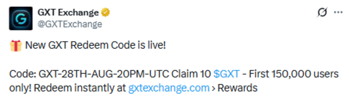 Official GXT Exchange post screenshot of redeem code details Official GXT Exchange post screenshot of redeem code details